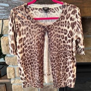 Talbots Leopard Print Cardigan Sweater